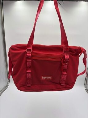 Supreme Red Nylon Tote with Front Mesh Pocket